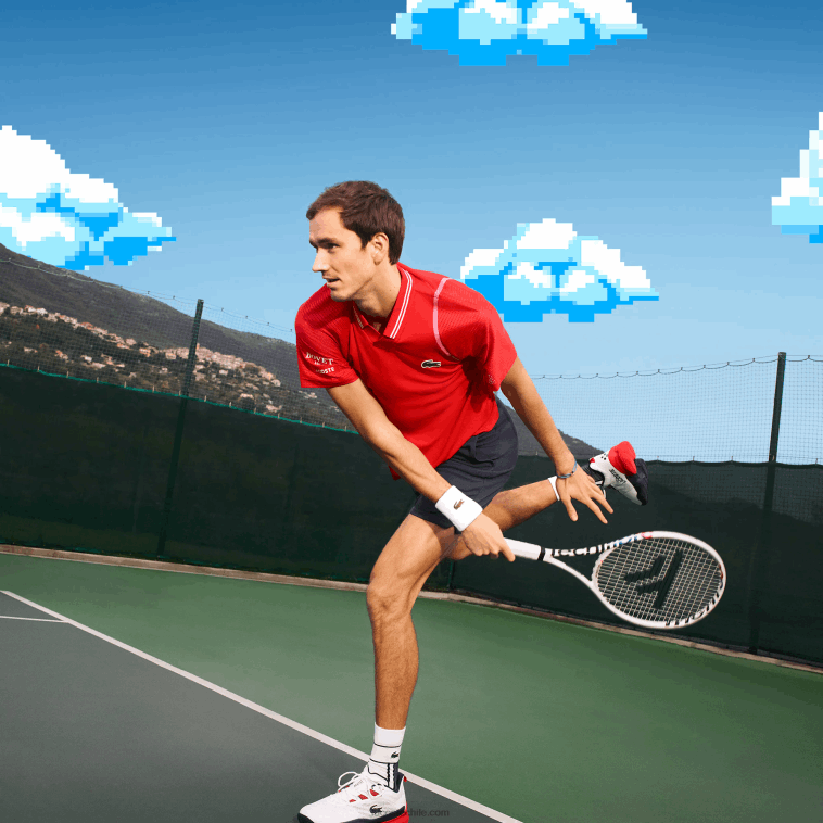 hombres Lacoste rojo s5h tenis x daniil medvedev polo N6XZ2233
