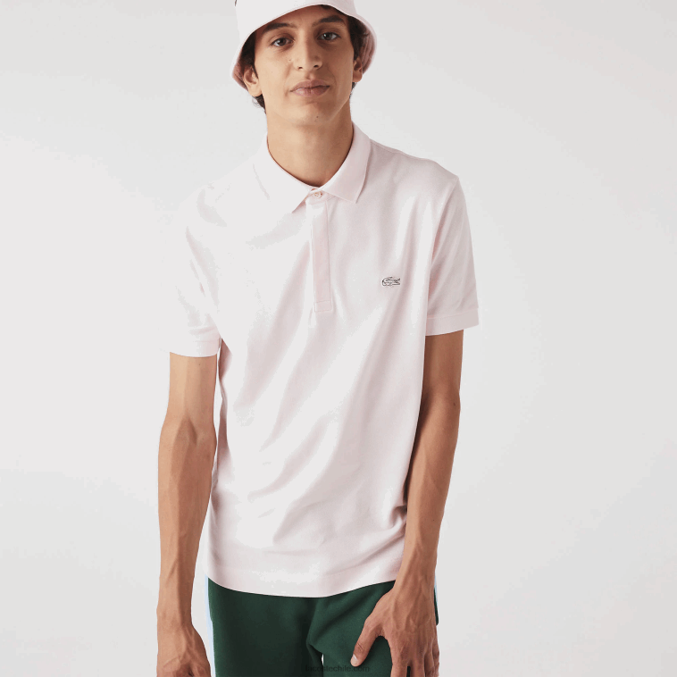 hombres Lacoste rosa claro t03 polo de piqué de algodón elástico smart paris N6XZ2835
