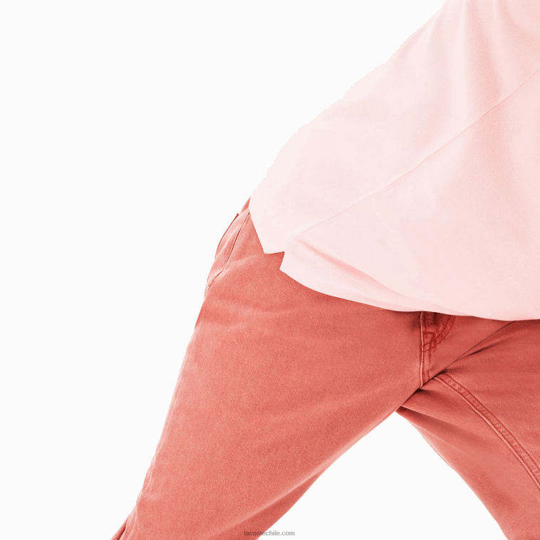 hombres Lacoste rosa claro t03 polo de piqué de algodón elástico smart paris N6XZ2835