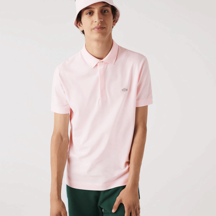 hombres Lacoste rosa claro t03 polo de piqué de algodón elástico smart paris N6XZ2835