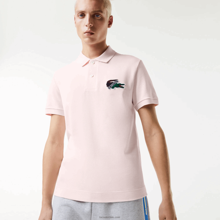 hombres Lacoste rosa claro t03 polo de piqué de algodón orgánico N6XZ2576