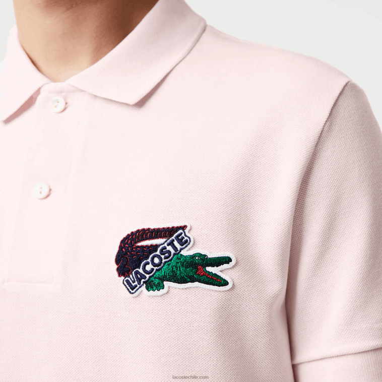 hombres Lacoste rosa claro t03 polo de piqué de algodón orgánico N6XZ2576