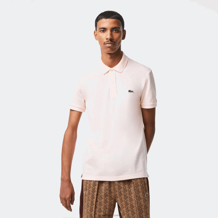 hombres Lacoste rosa claro t03 polo original l.12.12 slim fit N6XZ2740