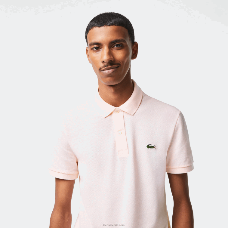 hombres Lacoste rosa claro t03 polo original l.12.12 slim fit N6XZ2740