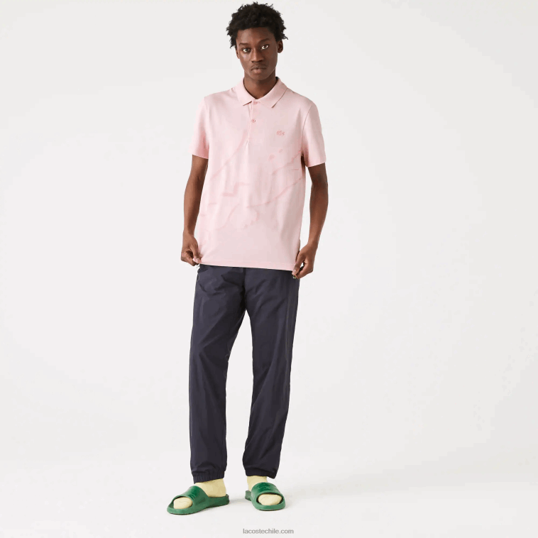 hombres Lacoste rosa polo regular fit de algodón orgánico elástico N6XZ2932