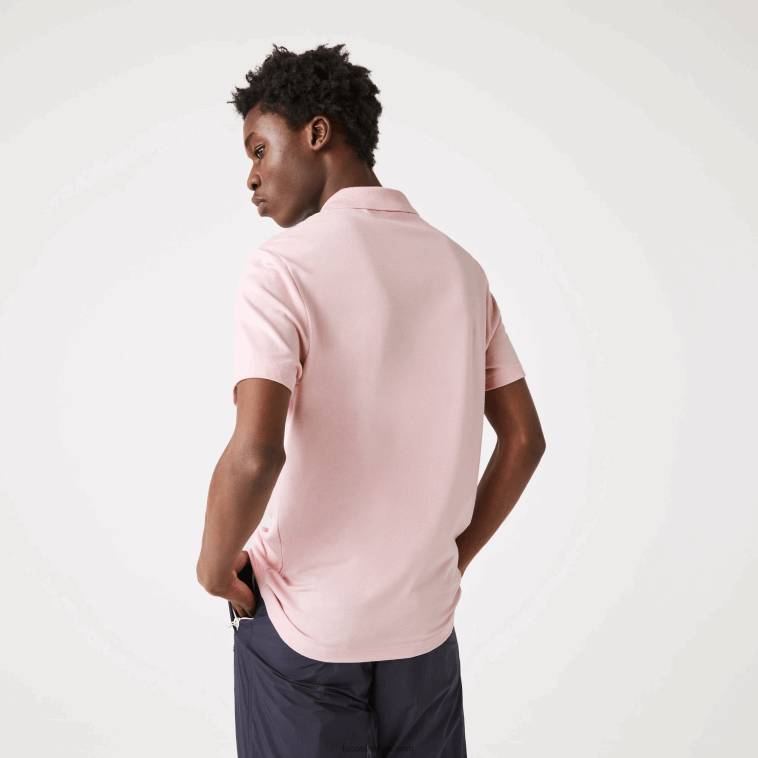 hombres Lacoste rosa polo regular fit de algodón orgánico elástico N6XZ2932