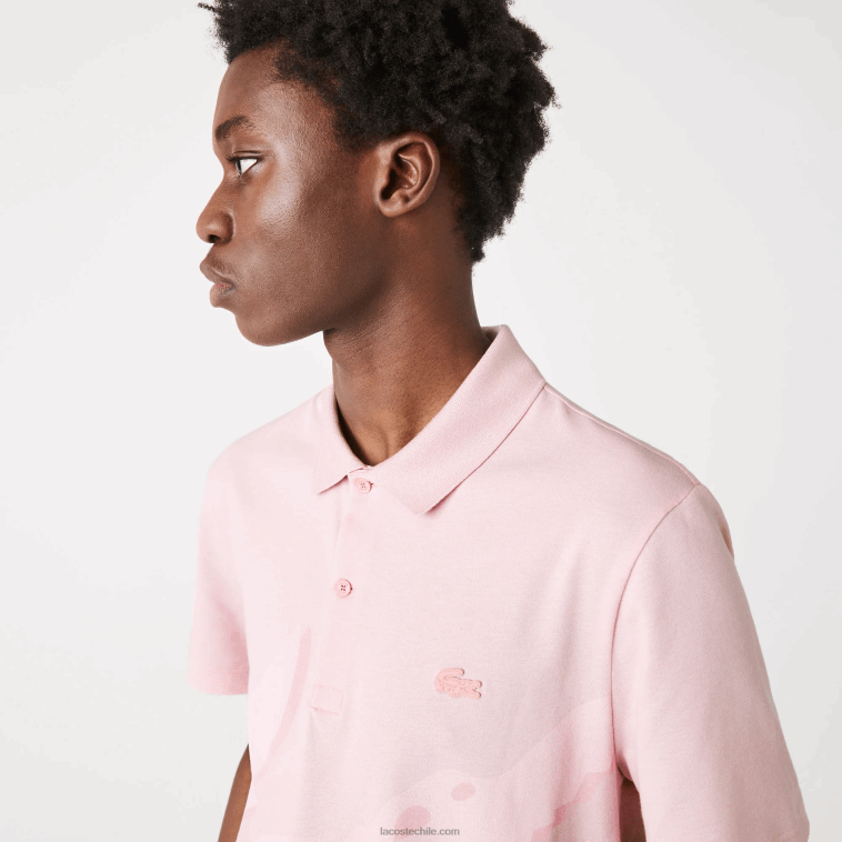 hombres Lacoste rosa polo regular fit de algodón orgánico elástico N6XZ2932