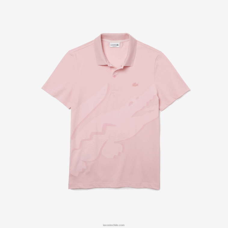 hombres Lacoste rosa polo regular fit de algodón orgánico elástico N6XZ2932