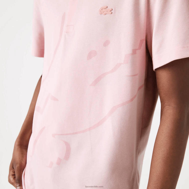 hombres Lacoste rosa polo regular fit de algodón orgánico elástico N6XZ2932