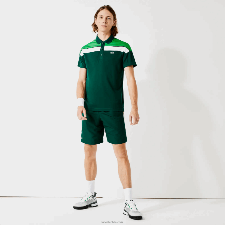 hombres Lacoste verde negro blanco zqg polo deportivo regular fit de piqué termorregulador N6XZ21312