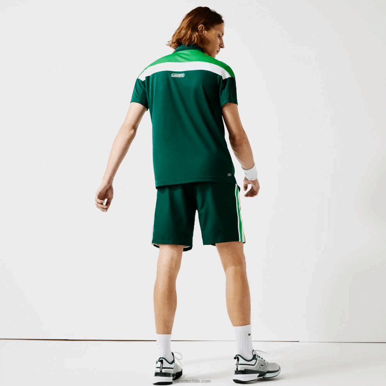 hombres Lacoste verde negro blanco zqg polo deportivo regular fit de piqué termorregulador N6XZ21312