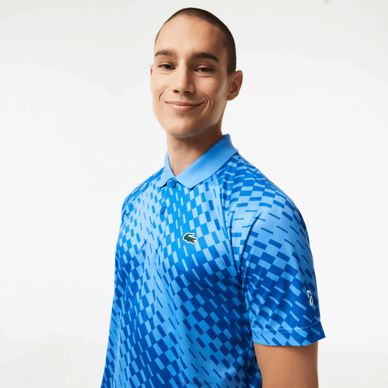 hombres Lacoste yiq azul tenis x novak djokovic versión fan polo N6XZ2108
