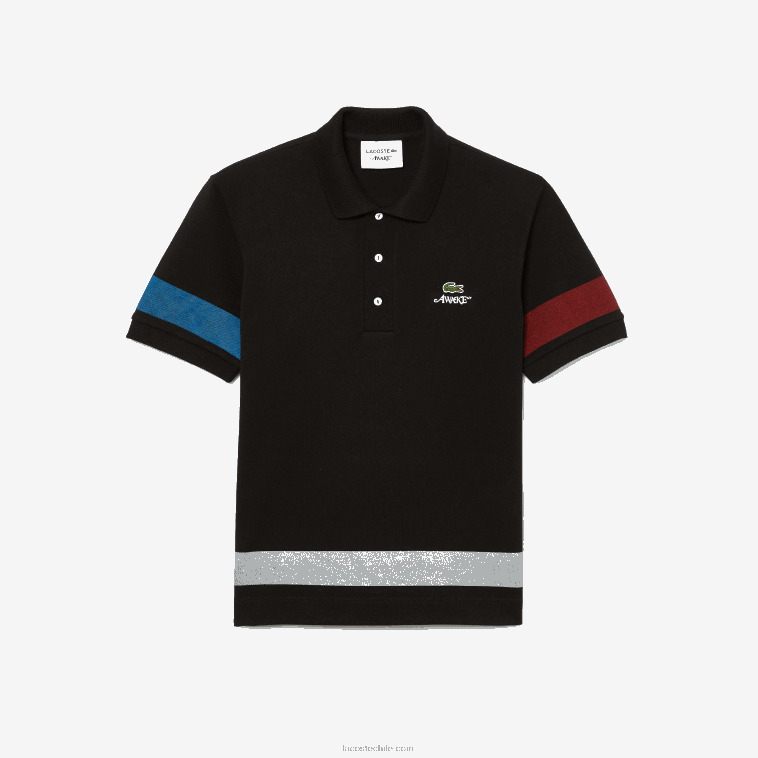 hombresnegro 031 polo de piqué de algodón con bloques de color lacoste x wake ny N6XZ2899