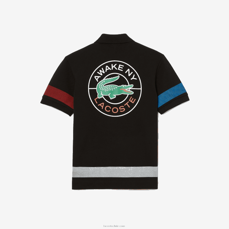 hombresnegro 031 polo de piqué de algodón con bloques de color lacoste x wake ny N6XZ2899
