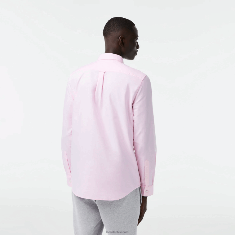 hombres Lacoste ady rosa claro camisa regular fit de algodón oxford N6XZ21468