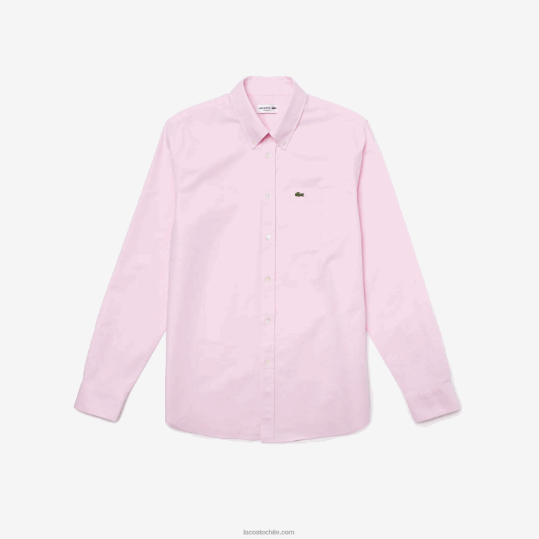hombres Lacoste ady rosa claro camisa regular fit de algodón oxford N6XZ21468