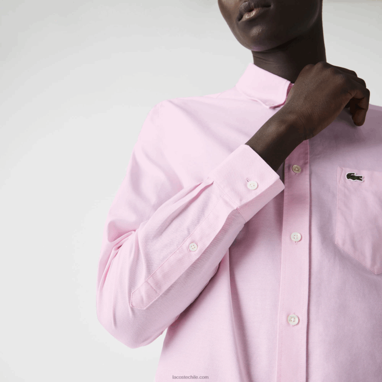 hombres Lacoste ady rosa claro camisa regular fit de algodón oxford N6XZ21468