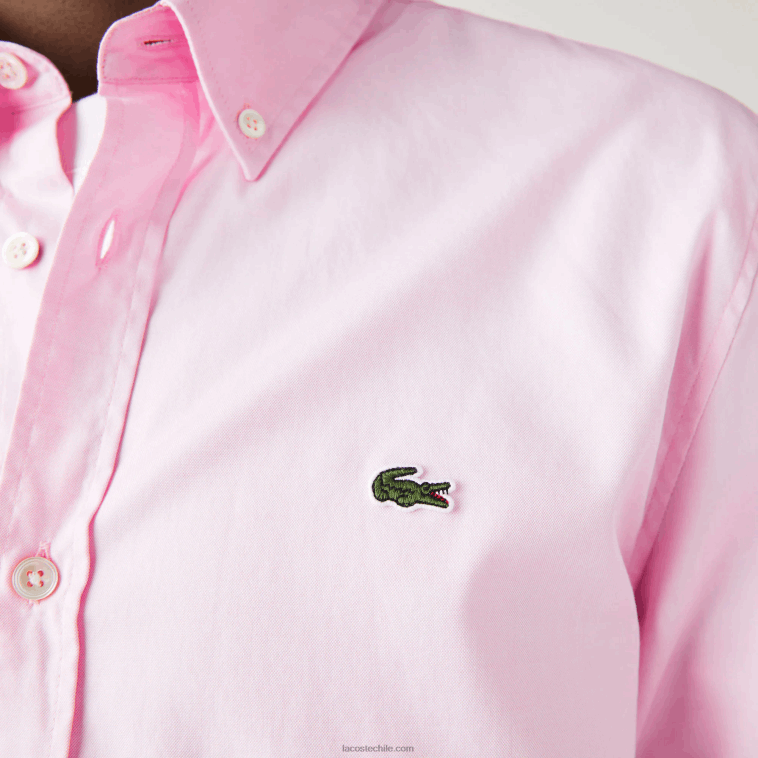 hombres Lacoste ady rosa claro camisa slim fit de algodón premium N6XZ21649