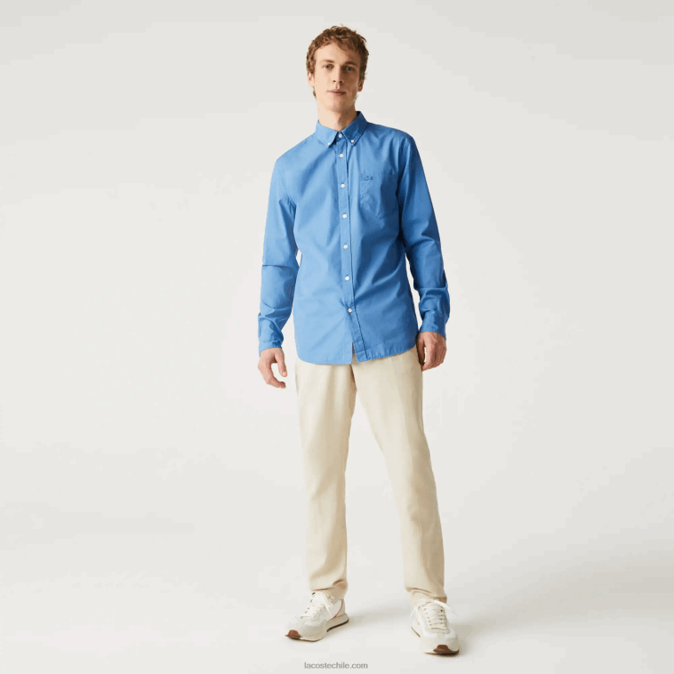 hombres Lacoste azul 776 camisa regular fit de popelina de mezcla de algodón N6XZ21652 hombres Lacoste azul 776 camisa regular fit de popelina de mezcla de algodón N6XZ21652