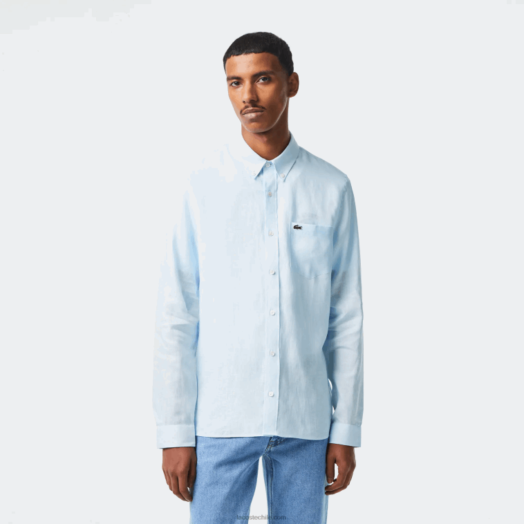 hombres Lacoste azul claro t01 camisa de lino N6XZ2468 hombres Lacoste azul claro t01 camisa de lino N6XZ2468