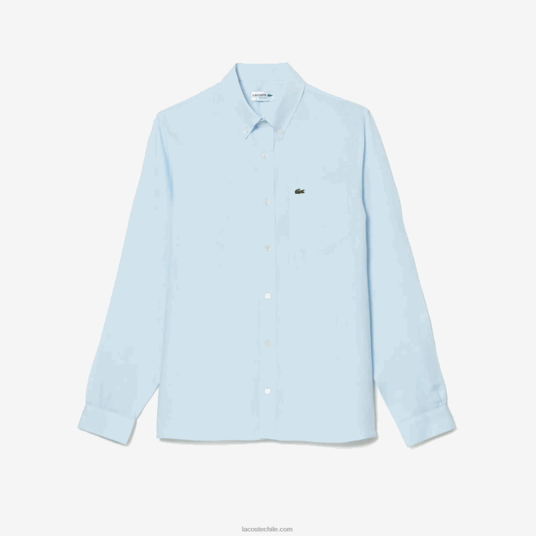 hombres Lacoste azul claro t01 camisa de lino N6XZ2468