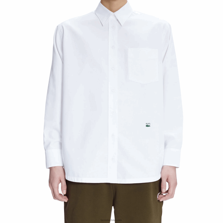 hombres Lacoste blanco 001 a.p.c. camisa holgada de algodón N6XZ21631
