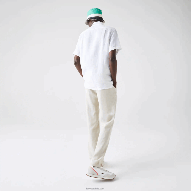 hombres Lacoste blanco 001 camisa de lino regular fit N6XZ21646