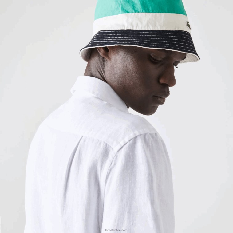 hombres Lacoste blanco 001 camisa de lino regular fit N6XZ21646