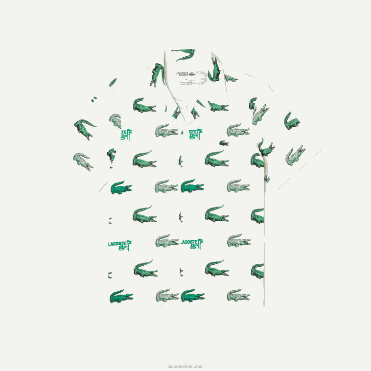 hombres Lacoste blanco 70v camisa de manga corta con estampado de golf N6XZ2473