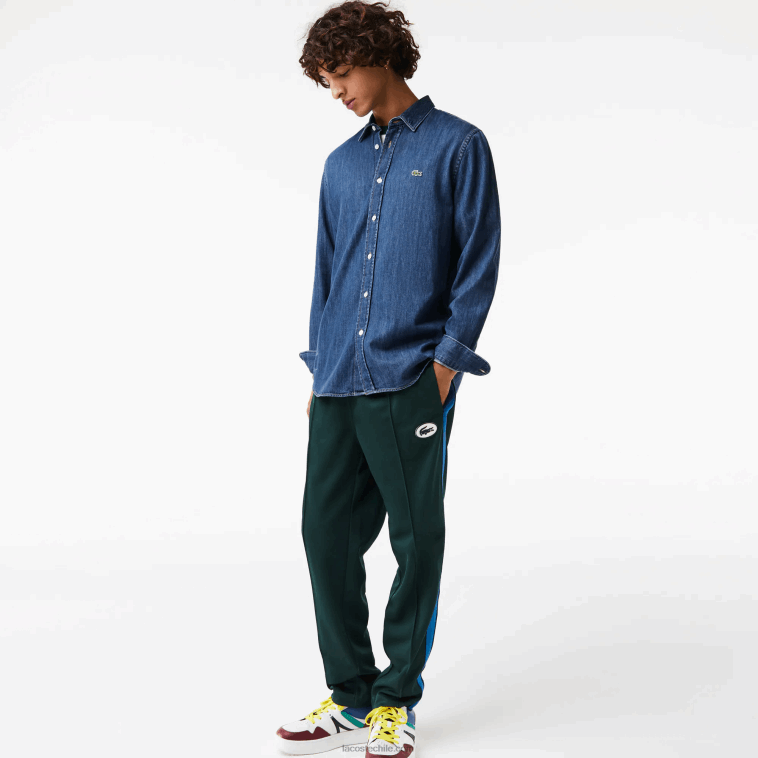 hombres Lacoste cdz azul camisa vaquera regular fit de algodón orgánico N6XZ21502