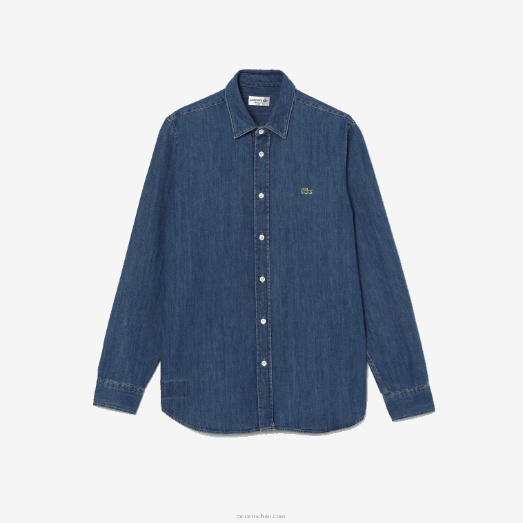 hombres Lacoste cdz azul camisa vaquera regular fit de algodón orgánico N6XZ21502