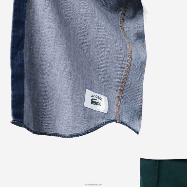 hombres Lacoste cdz azul camisa vaquera regular fit de algodón orgánico N6XZ21502