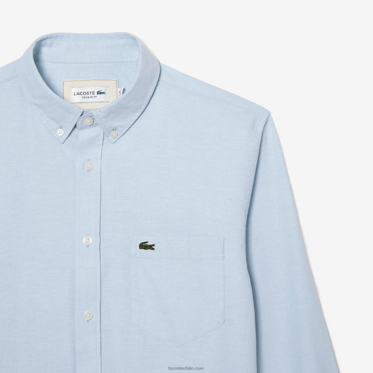 hombres Lacoste hbp azul camisa de algodón oxford con cuello abotonado N6XZ2505