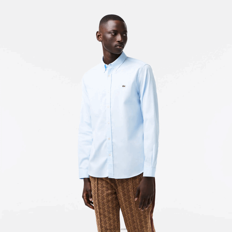 hombres Lacoste hbp azul camisa de corte regular de algodón premium N6XZ21493