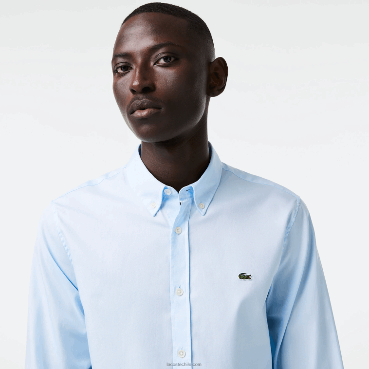 hombres Lacoste hbp azul camisa de corte regular de algodón premium N6XZ21493