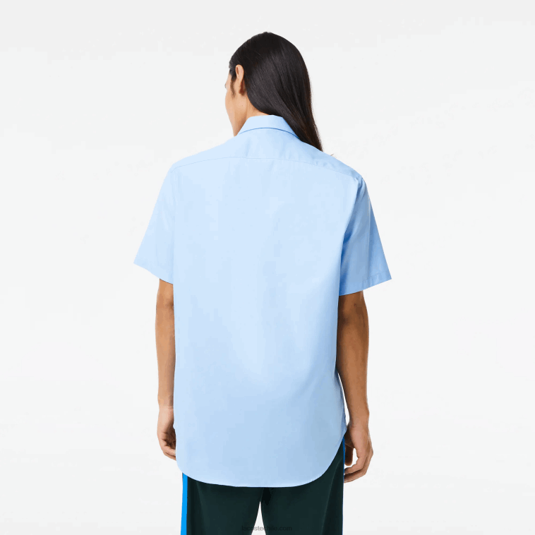 hombres Lacoste hbp azul camisa regular fit de algodón liso N6XZ21562