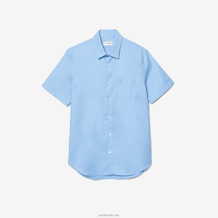 hombres Lacoste hbp azul camisa regular fit de algodón liso N6XZ21562