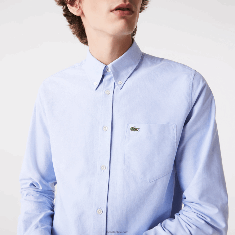 hombres Lacoste hbp azul camisa regular fit de algodón oxford N6XZ21466