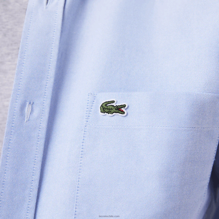hombres Lacoste hbp azul camisa regular fit de algodón oxford N6XZ21466