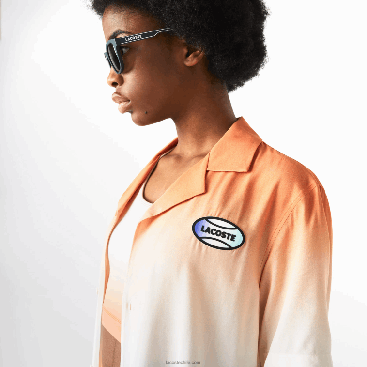 hombres Lacoste naranja blanco amarillo z81 camisa live con estampado degradado y corte holgado N6XZ21584