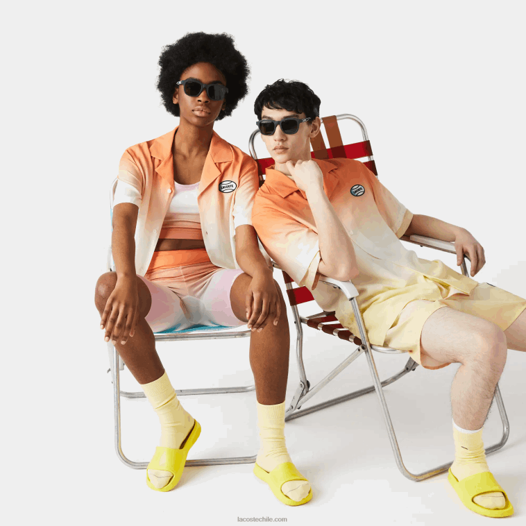 hombres Lacoste naranja blanco amarillo z81 camisa live con estampado degradado y corte holgado N6XZ21584