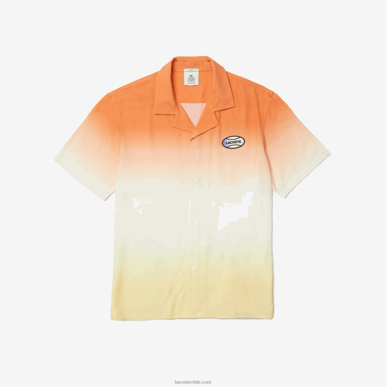 hombres Lacoste naranja blanco amarillo z81 camisa live con estampado degradado y corte holgado N6XZ21584