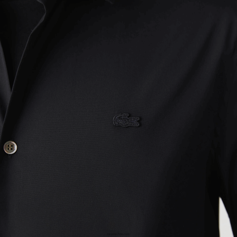 hombres Lacoste negro 031 camisa slim fit de popelina de algodón con cuello francés N6XZ21437