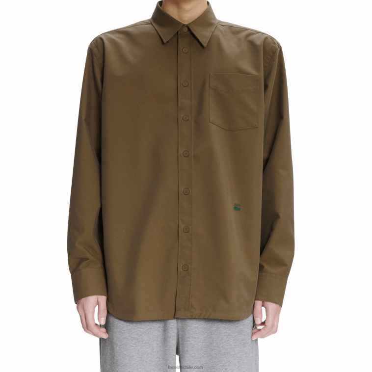 hombrescaqui verde wtw lacoste x a.p.c. camisa de gabardina de algodón N6XZ21630