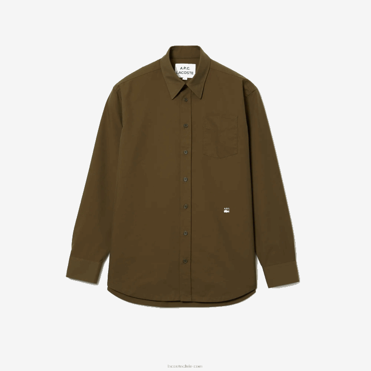 hombrescaqui verde wtw lacoste x a.p.c. camisa de gabardina de algodón N6XZ21630