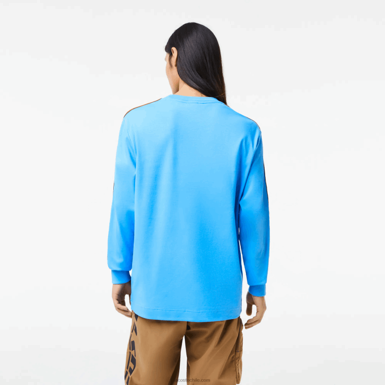 hombres Lacoste azul 4xa playera con banda en contraste N6XZ2817