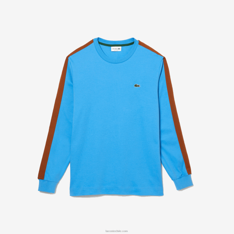 hombres Lacoste azul 4xa playera con banda en contraste N6XZ2817