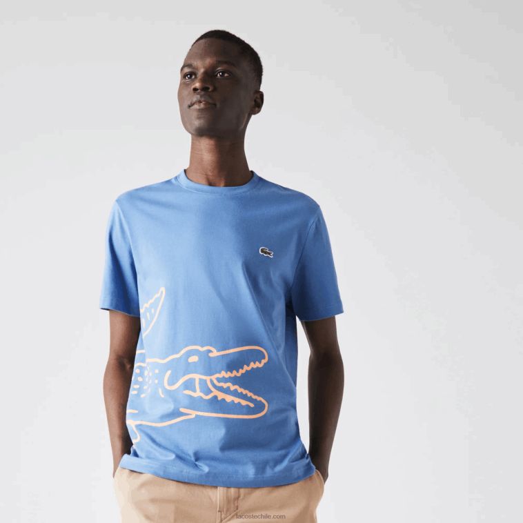 hombres Lacoste azul 776 camiseta de algodón orgánico con estampado de cocodrilo y cuello redondo N6XZ2903 hombres Lacoste azul 776 camiseta de algodón orgánico con estampado de cocodrilo y cuello redondo N6XZ2903
