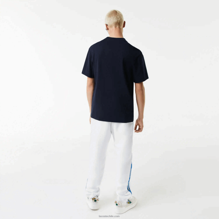hombres Lacoste azul marino 166 camiseta de corte holgado con efecto de cómic N6XZ2741