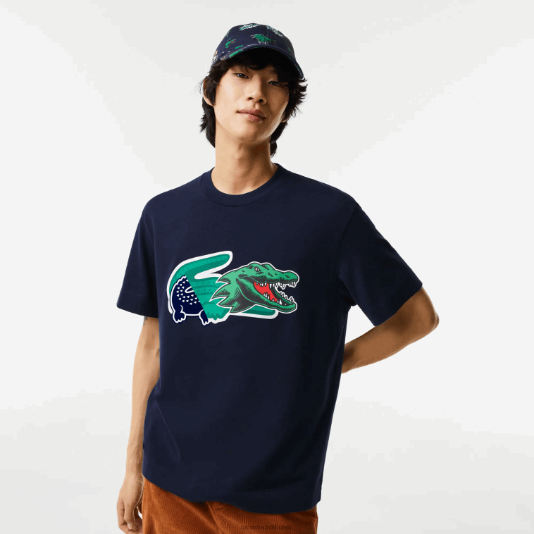 hombres Lacoste azul marino 166 camiseta oversize con cocodrilo N6XZ2607 hombres Lacoste azul marino 166 camiseta oversize con cocodrilo N6XZ2607